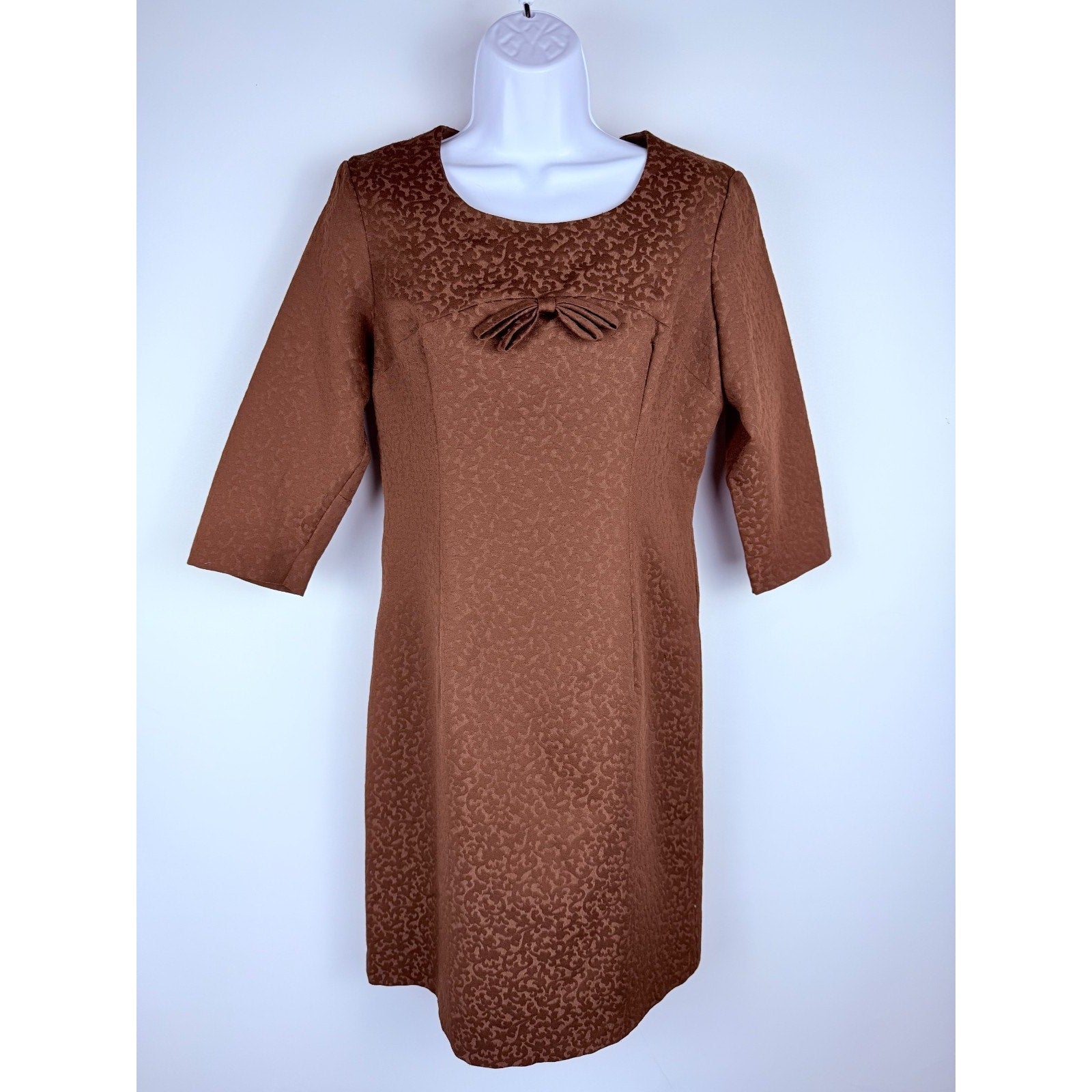 Vintage 1960s brown brocade wiggle dress Coronet W Germany
