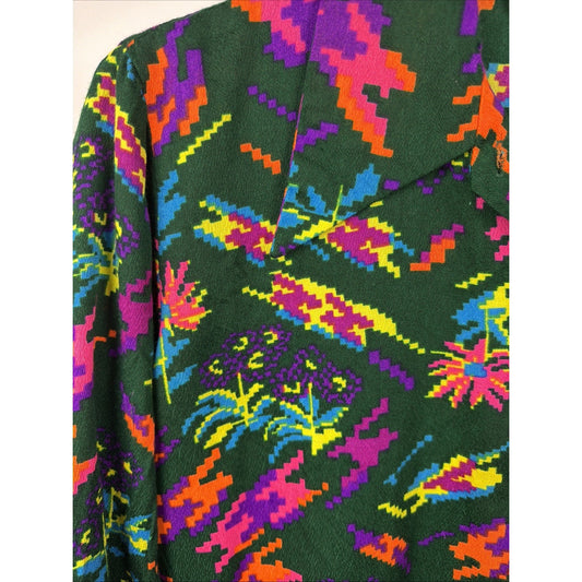 Vintage 1960s Miss Holly Psychedelic Floral Dagger Shirt - XL
