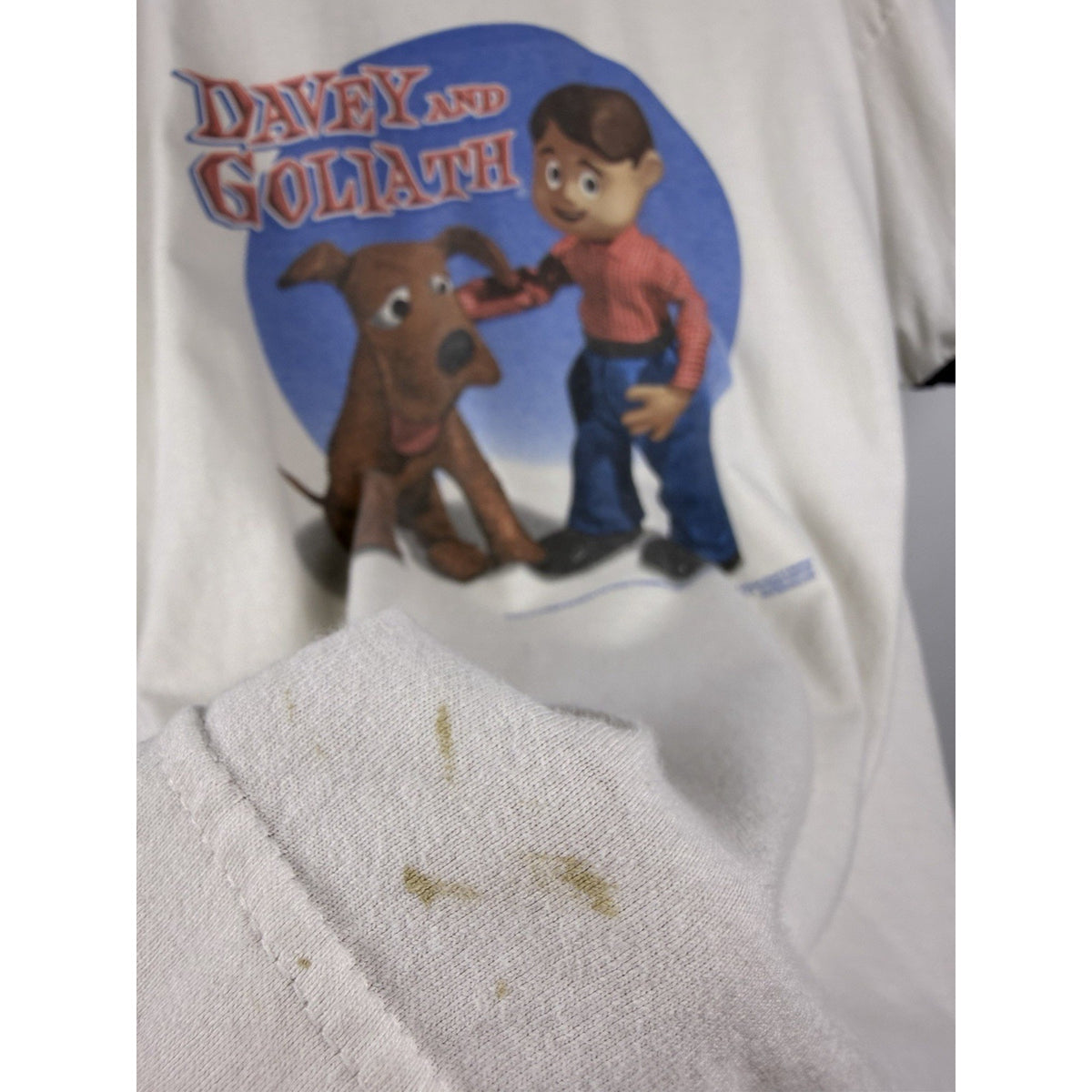 Vintage 2002 Davey and Goliath Christian Cartoon Lutheran Church XL 24x30
