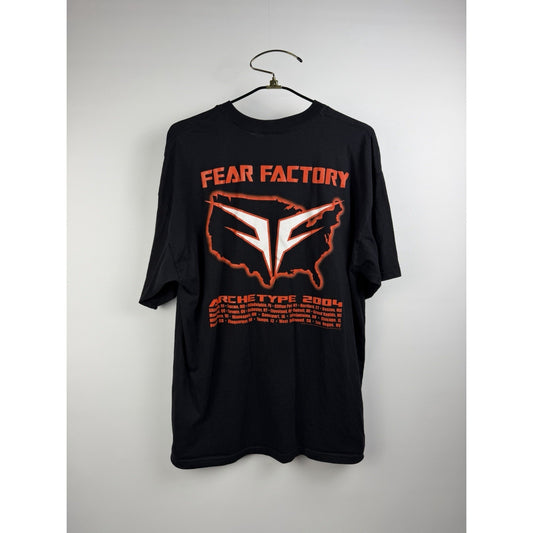 Vintage 2004 Fear Factory Archetype Tour Double Sided Blue Grape Merch XL 24x31