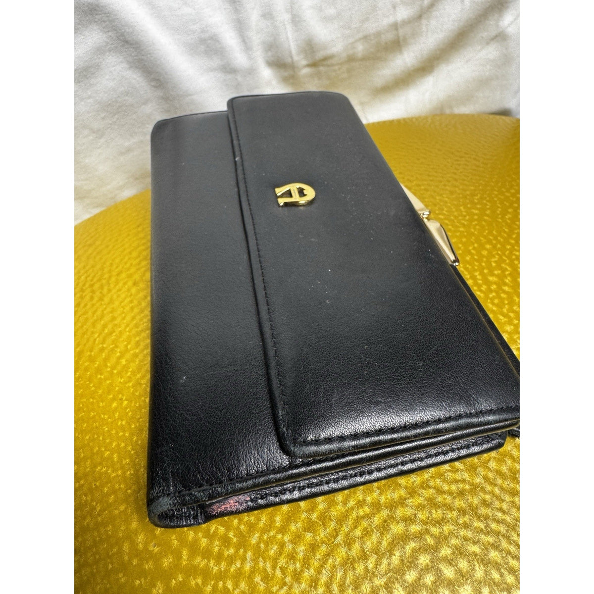 Vintage 1980s Etienne Aigner Black Leather Designer Long Wallet