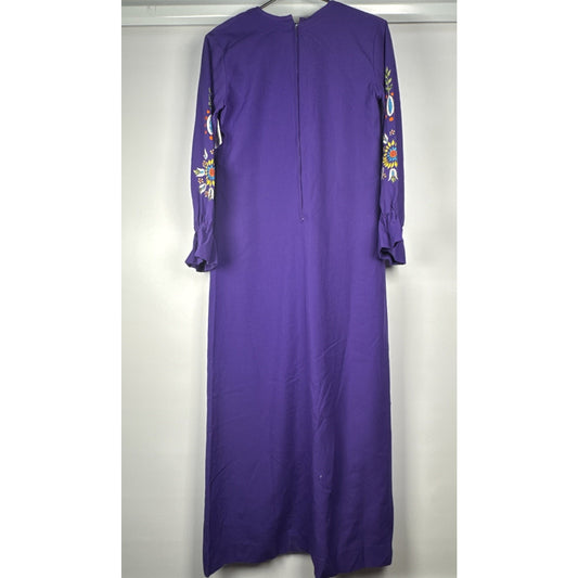Vintage 1970s Maxi Floral Embroidered Peasant Dress Bordados Mary Vi Mexican