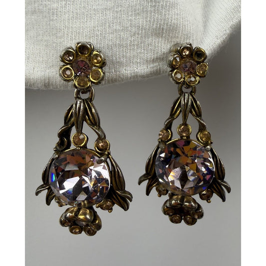 Vintage 1954 Hollycraft Regency Deco Glam Oversized Lavender Clip Earrings
