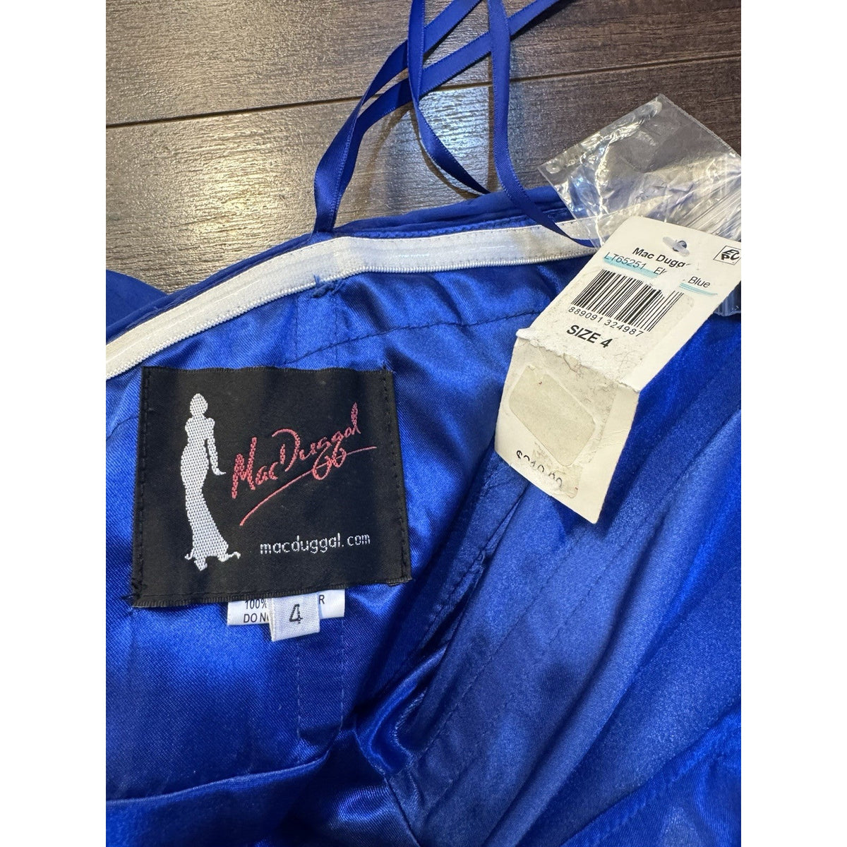 Mac Duggal Size 4 Electric Blue Beads Jewels Embellishments Strapless Short Gown