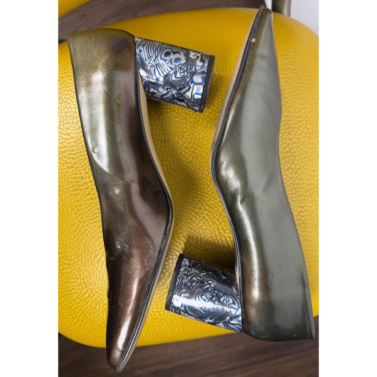Vintage 70s Proxy psychedelic heel square toe block heel pumps, 11
