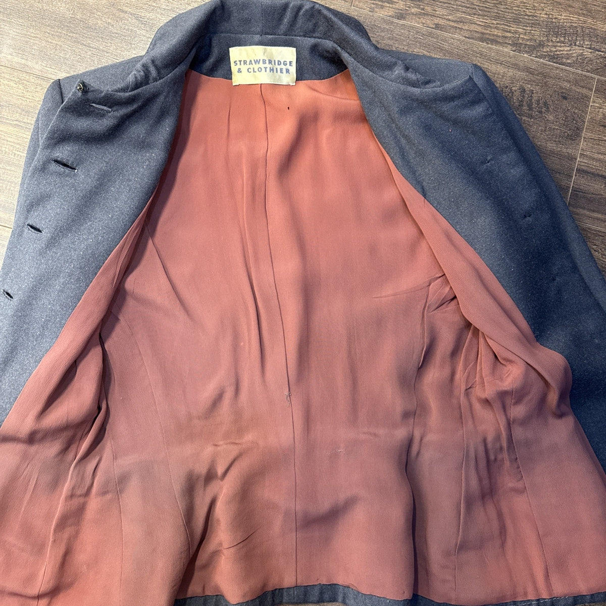 1940s Strawbridge & Clothier Wool Equestrian Jacket Belted Petite Gray XS