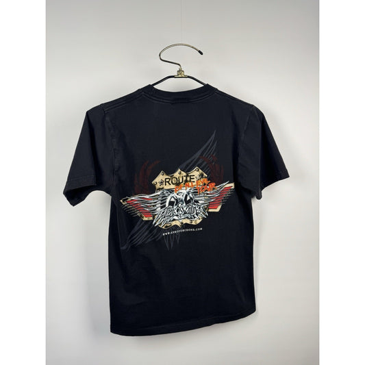 Vintage 2006 Black Aerosmith VIP Route Of All Evil Tour Shirt Cygnus Small 18x25