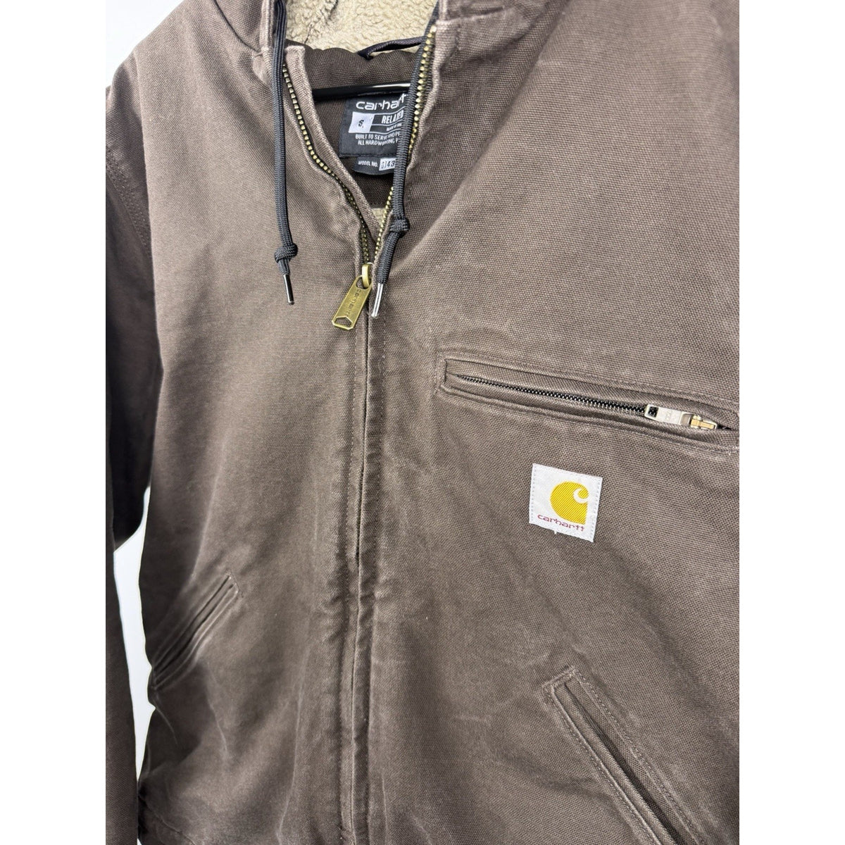 Carhartt Bartlett sherpa lined duck brown hooded jacket DJ4392M, Small