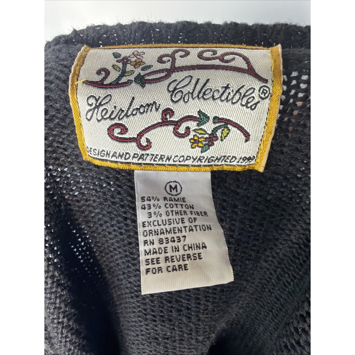 Vintage Y2K Happy New Year Heirloom Collectibles Sweater Womens Medium Black