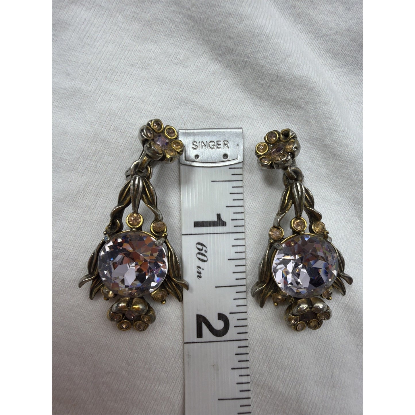 Vintage 1954 Hollycraft Regency Deco Glam Oversized Lavender Clip Earrings
