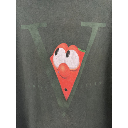 Vintage 90s Veggie Tales Bob the Tomato Faded Tee Dark Green Youth Large 19x24