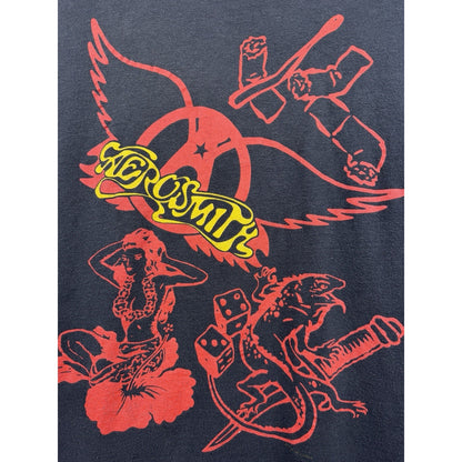 Vintage 1989 Aerosmith Permanent Vacation Tee Tattoo Flash Double Sided XL 22x29