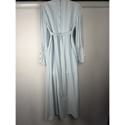 VTG 1970s handmade Womens Blue Lace Prairie Maxi Gown Boho 70s Size 11