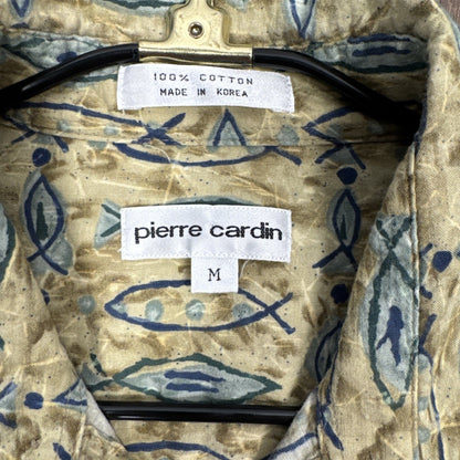 Vintage Pierre Cardin Fish Button Up Shirt Sz M Hawaiian Beach Cotton 80s