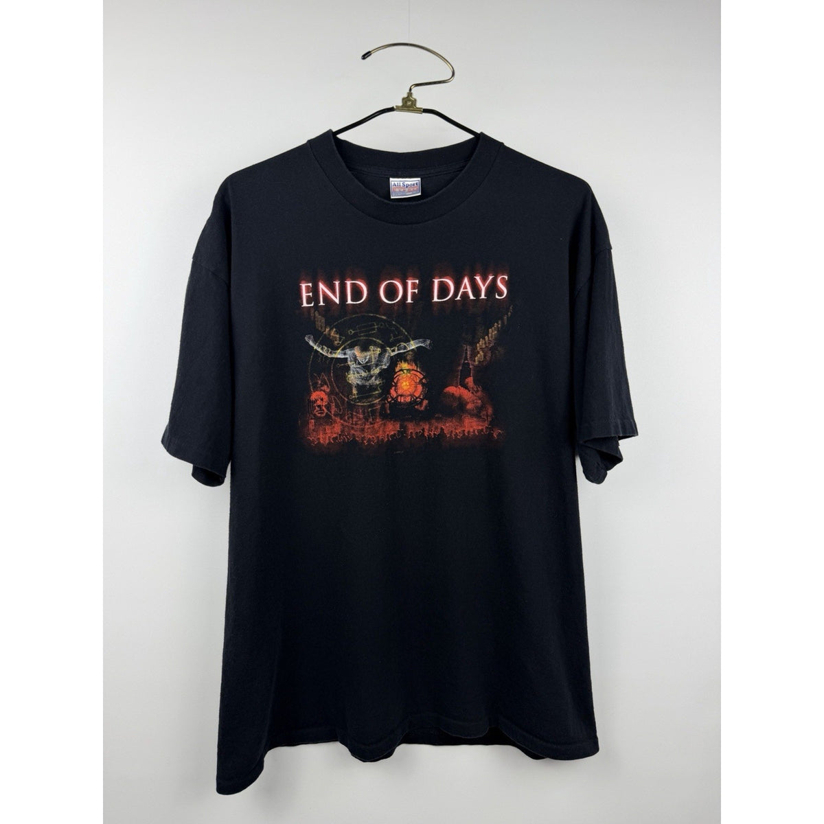 Vintage 1999 End Of Days Movie Promo Shirt Schwarzenegger Single Stitch XL 24x30