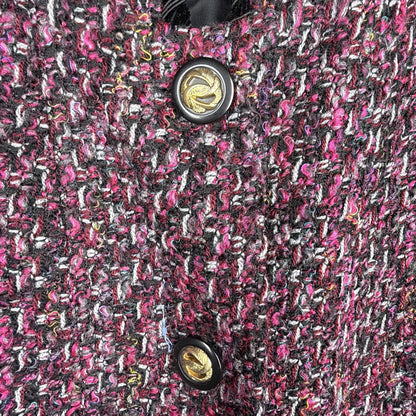 Vintage Henry Lee pink, black and gold boucle tweed boxy jacket, L/XL