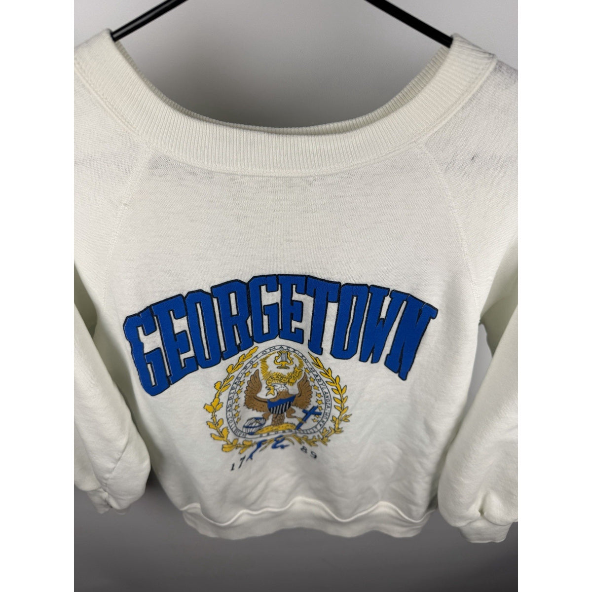 Vintage 80s Georgetown Hoyas double sided puff print crewneck, M