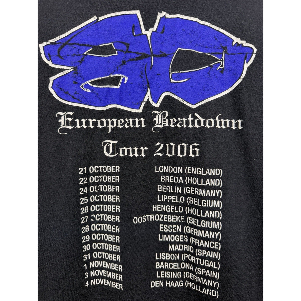 Vintage 2006 Bulldoze NYHC European Beatdown Tour Tee Two Sided FOTL XL 23.5x29