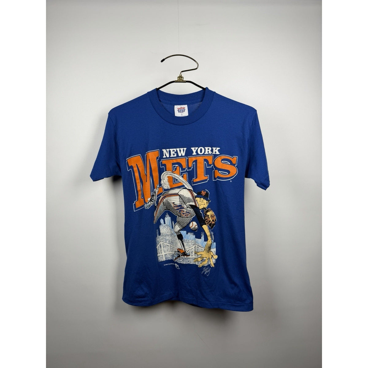 Vintage 1991 New York Mets Jack Davis caricature art tee, M