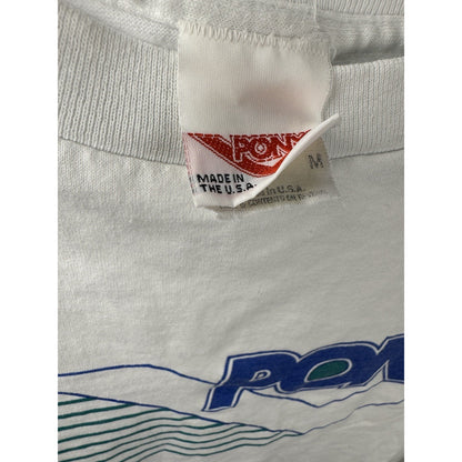 Vintage 90s PONY chevron logo tee, single stitch, made in USA, M