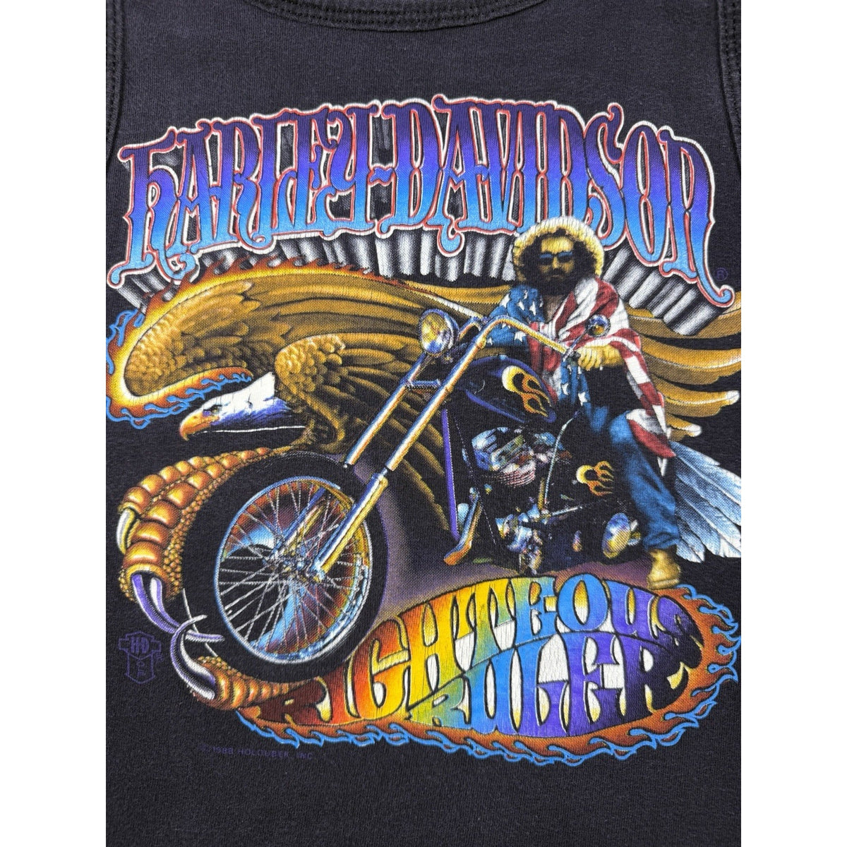 Vintage 1988 Harley Davidson Righteous Ruler Tank Top Cummins GA Back M 19x27