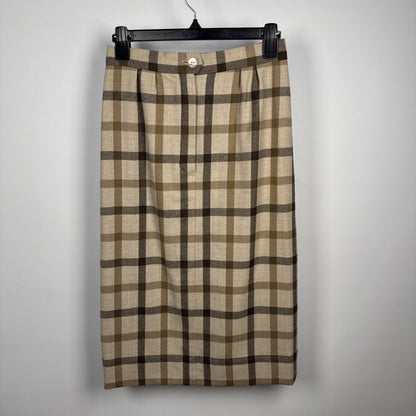 1960s Lanvin Couture Wool Plaid Skirt - 26” waist