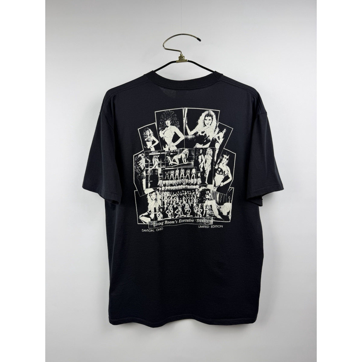 Vintage 90s The Living Room strip club gooner tee, Jerzees, XL