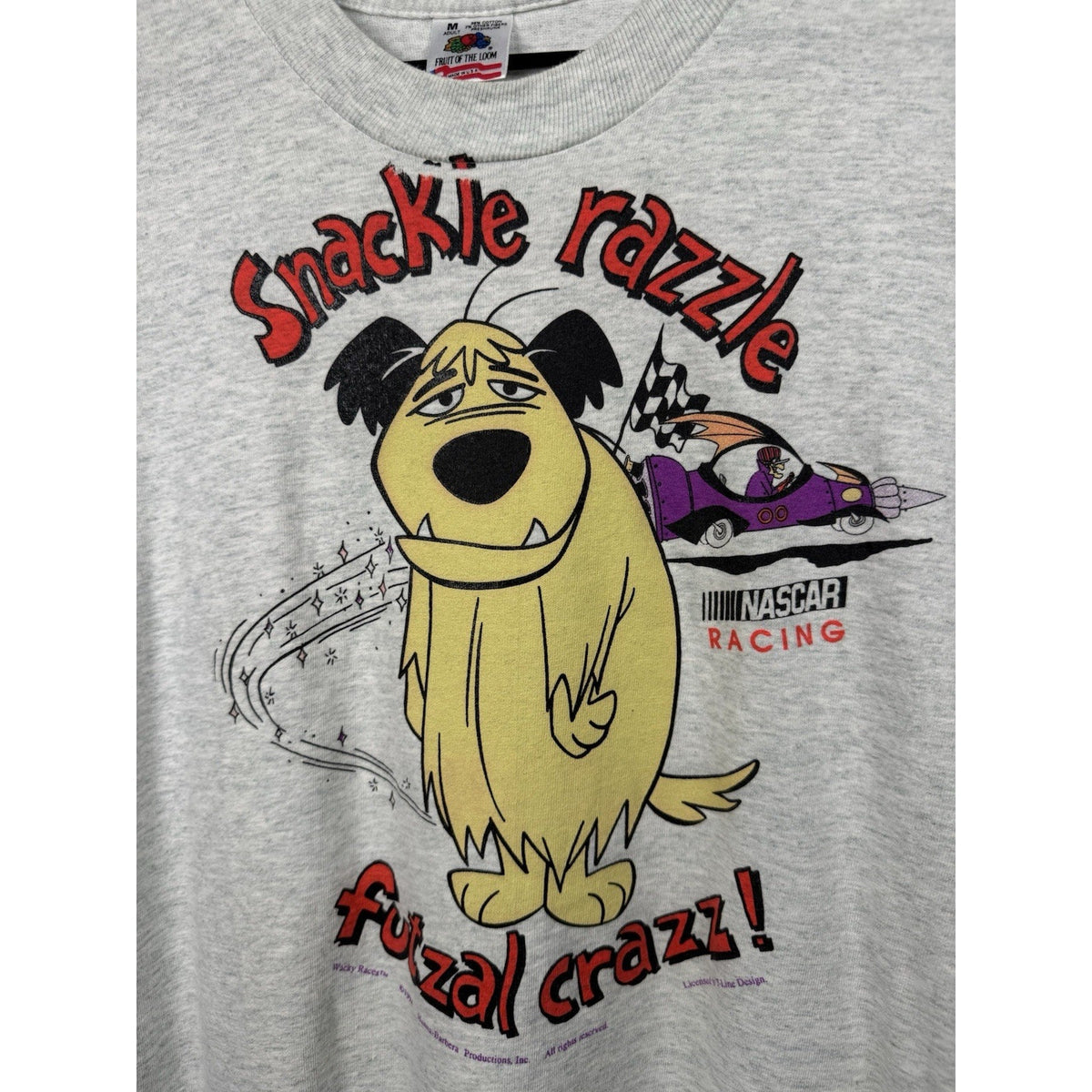 Vintage 1994 NASCAR Wacky Races Muttley TV promo tee, double sided, M