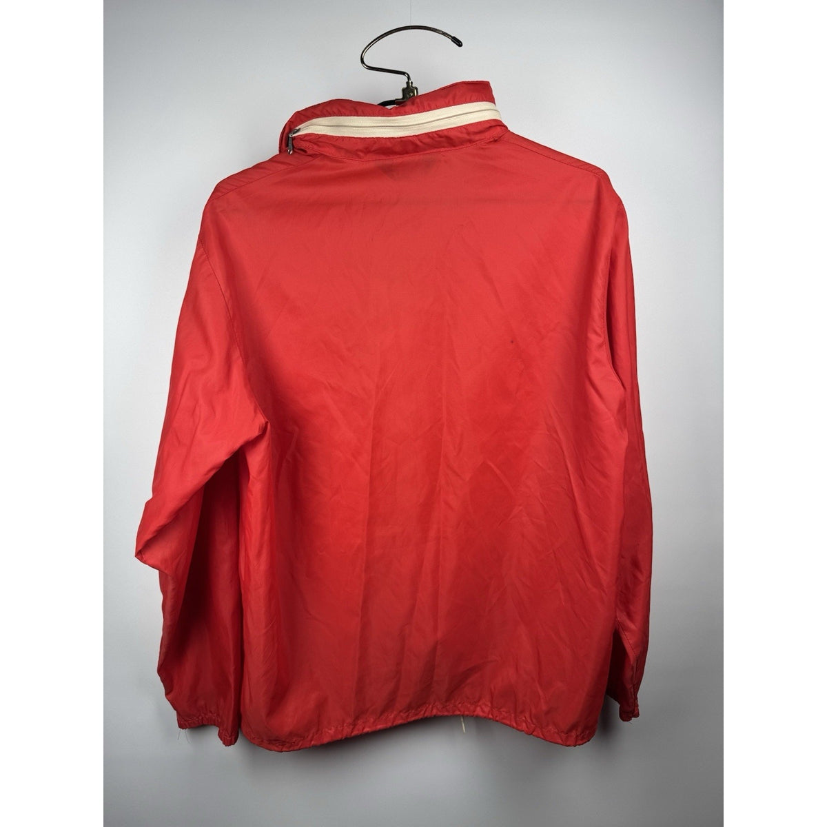 Vintage 1970s Ely & Walker red nylon windbreaker, zip hood, Talon, L