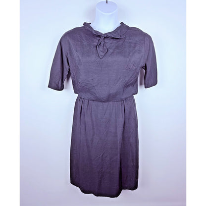 1960s navy blue vintage kerchief neck day dress medium