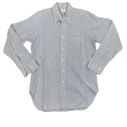 1970s Neiman Marcus Men’s Blue White Checked Button Down Shirt