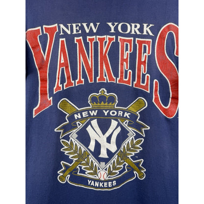 Vintage 90s New York Yankees crest tee, Nutmeg, single stitch, XL