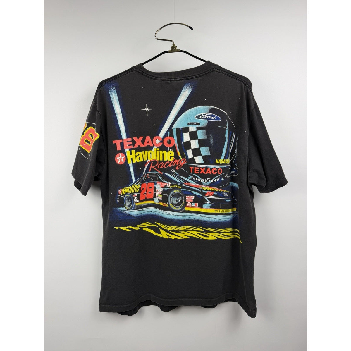 Vintage 90s Ernie Irvan Yates Rocket Nascar all over print tee, XL