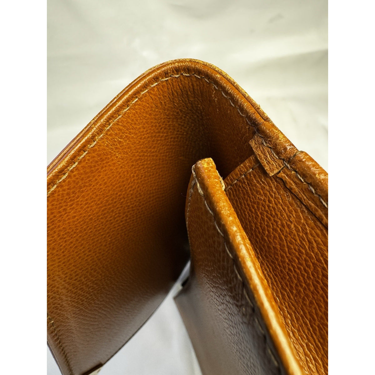 Vintage 1990s Yves Saint Laurent brown leather envelope clutch wrist strap