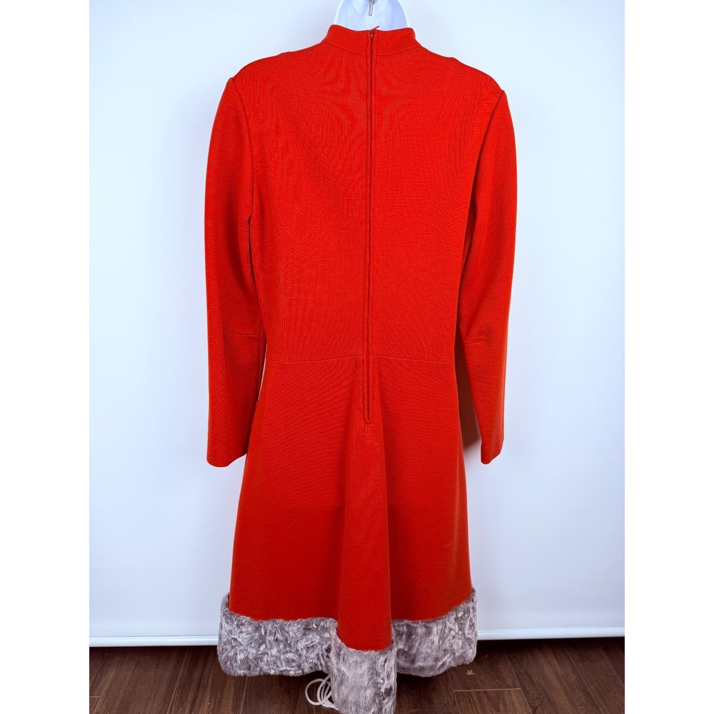 Vintage 1960s Promenade Italian virgin wool dress with faux fur trim