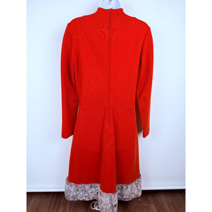 Vintage 1960s Promenade Italian virgin wool dress with faux fur trim