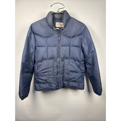 Vintage Sears Roper Western Down Blue Puffer Coat Men's Sz Small 34-36