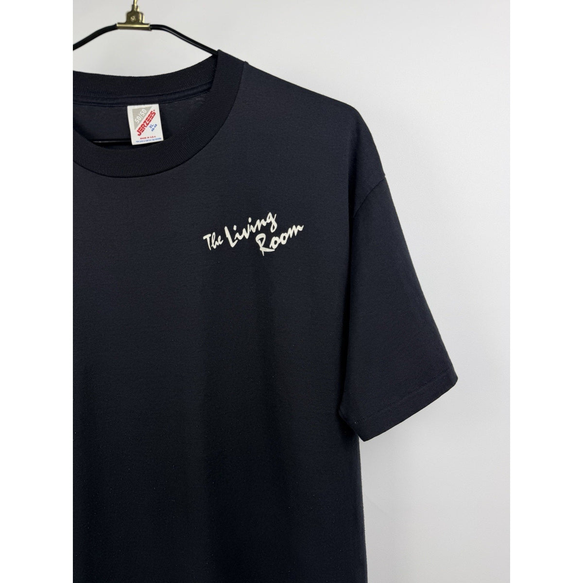 Vintage 90s The Living Room strip club gooner tee, Jerzees, XL