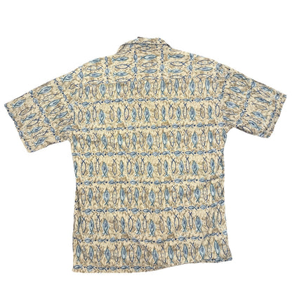 Vintage Pierre Cardin Fish Button Up Shirt Sz M Hawaiian Beach Cotton 80s