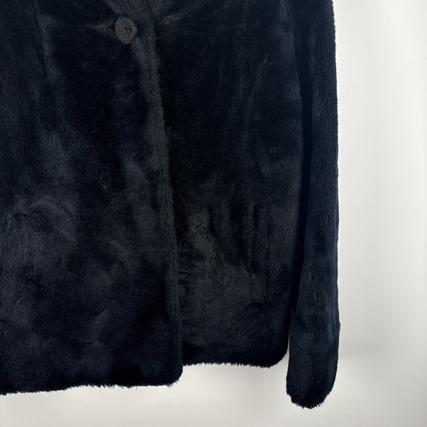 Vintage 1950's Black Faux Fur Coat Short Swing coat Excellent Condition medium