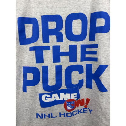 Vintage 90’s NHL San New York Rangers Drop The Puck Game On! Hockey Tee M 20x27