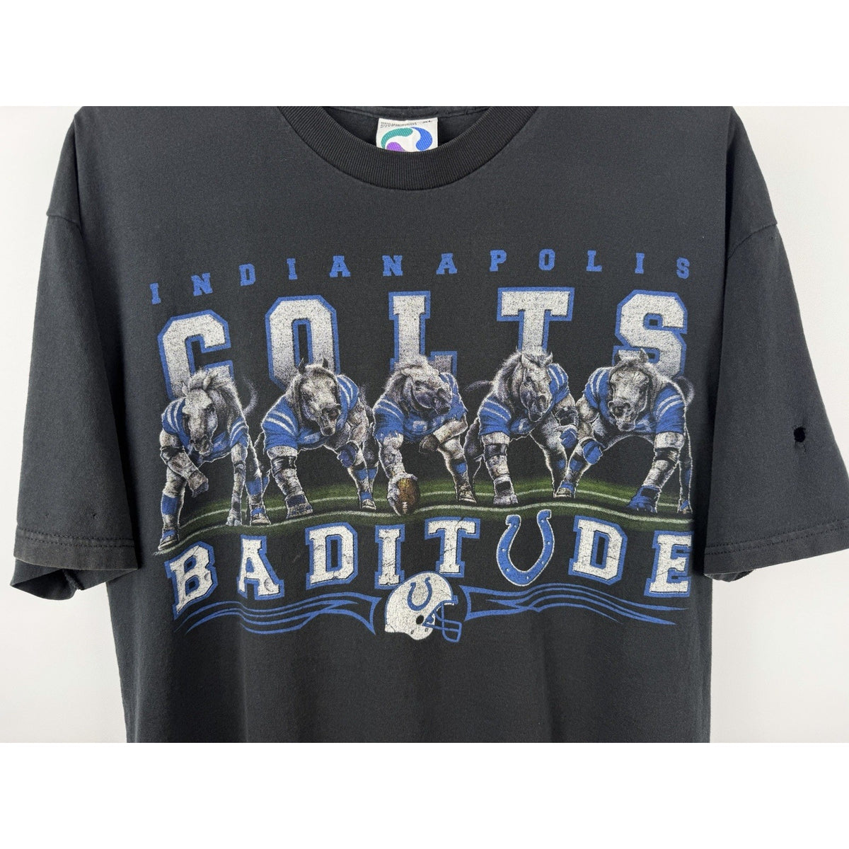 Vintage 90s Indianapolis Colts "Batitude" Liquid Blue tee, XL