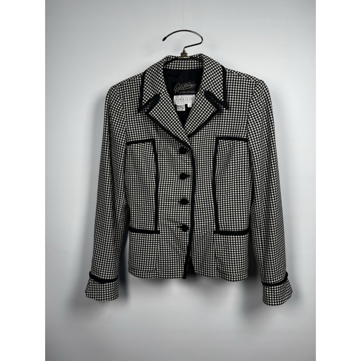 Vintage Rickie Freeman for Teri Jon gingham wool blazer, Saks, 2 (XS)