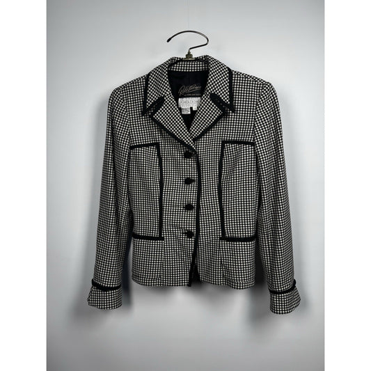 Vintage Saks 5th Ave Black/White Gingham structured Jacket Sz 2 couture