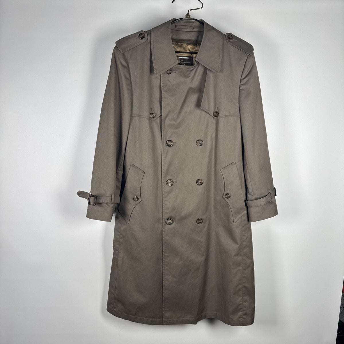 Christian Dior Authentic Trench Coat Mens 40S Belted Wool Liner Vintage Classic