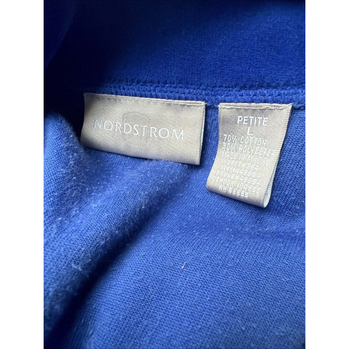 Vintage 1980s Nordstrom blue velour full zip jumpsuit with pockets, L
