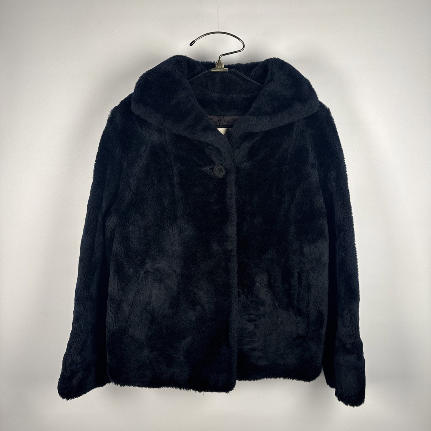 Vintage 1950's Black Faux Fur Coat Short Swing coat Excellent Condition medium