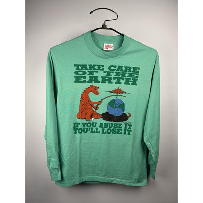 Vintage 1989 Take Care Of The Earth Dragon Black Thorn Environmental Shirt 19x27