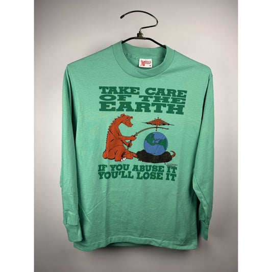 Vintage 1989 Take Care Of The Earth Dragon Black Thorn Environmental Shirt 19x27