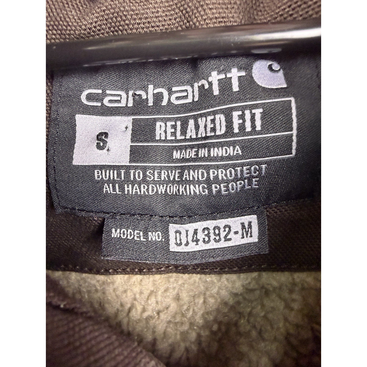 Carhartt Bartlett sherpa lined duck brown hooded jacket DJ4392M, Small